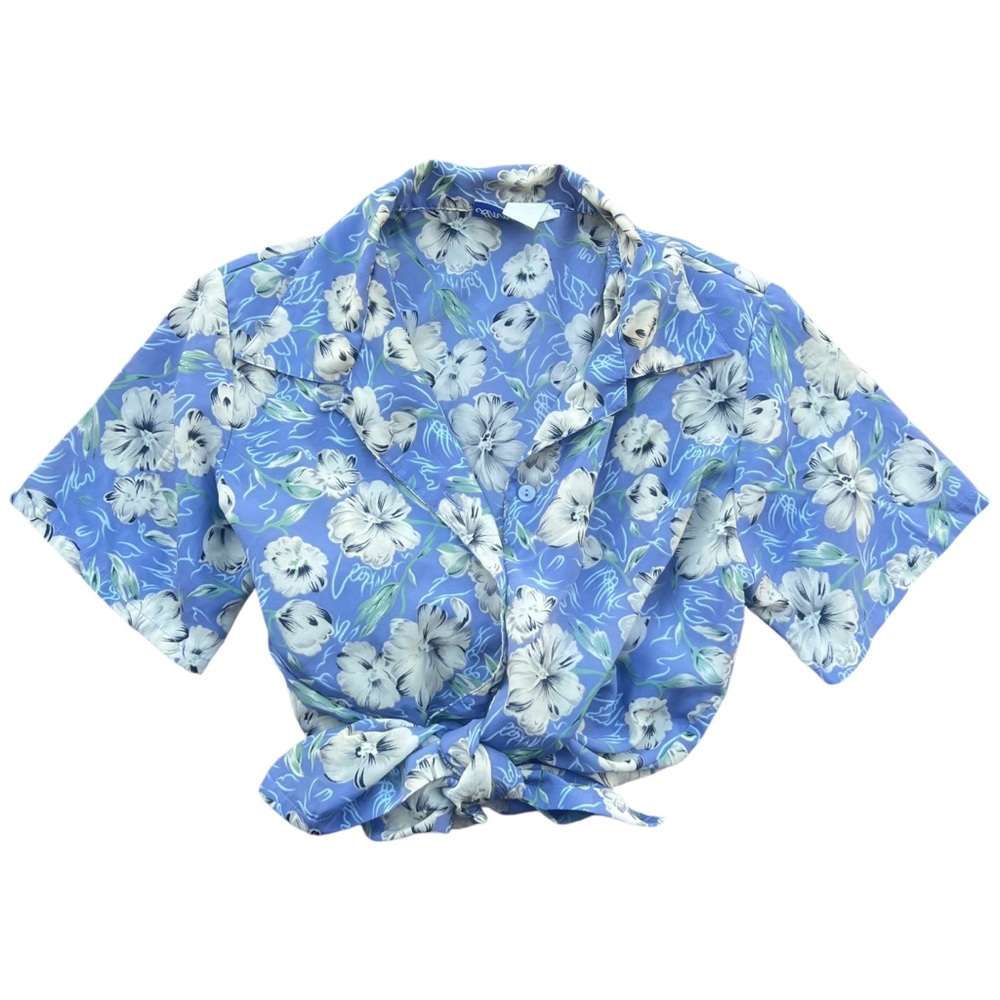 90s / Y2K Vintage Hawaiian Floral Button Down Blouse